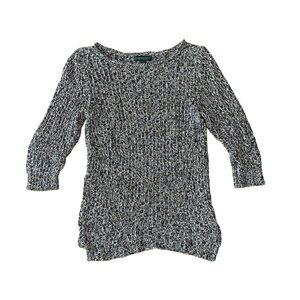 Ralph Lauren Marled Black & White Crewneck Sweater (Small)